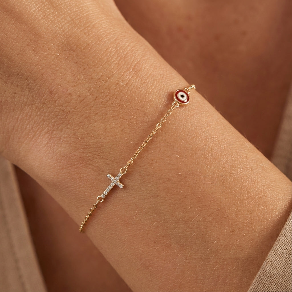 Red Evil-Eye Cross Charm