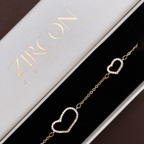 Double heart bracelet displayed in Zircon Jewels gift box