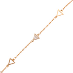 Chain bracelet with geometric triangle accents on a white background