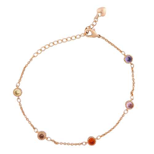 18K gold-plated multicolor stone bracelet on a white background