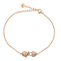 18K gold-plated double heart pavé bracelet