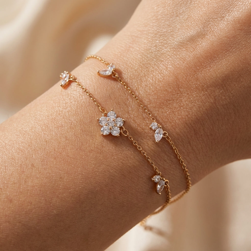 Dual-Layer Floral Marquise Charm