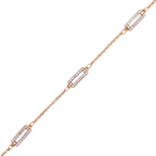 Delicate chain bracelet with rectangular pavé bar accents