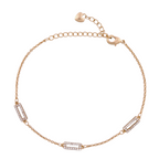 18K gold-plated rectangular bar bracelet with pavé stones on a white background