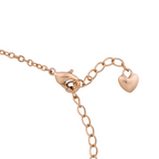 Adjustable extension chain with heart-shaped end on bracelet on a white background
