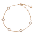 18K gold-plated square charm bracelet with micro-pavé frame detailing on a white background