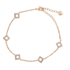18K gold-plated square charm bracelet with micro-pavé frame detailing on a white background