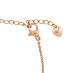 Adjustable extension chain with heart-shaped end on bracelet on a white background