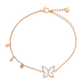 18K gold-plated butterfly charm bracelet with pavé detailing and small round accents on a white background