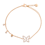 18K gold-plated butterfly charm bracelet with pavé detailing and small round accents on a white background