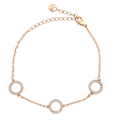 18K gold-plated circle charm bracelet with triple open ring design on a white background