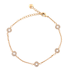 18k Gold bracelet with circular links on a white background