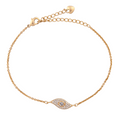 18k Gold bracelet with an eye-shaped clasp on a white background