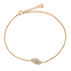 18k Gold bracelet with an eye-shaped clasp on a white background