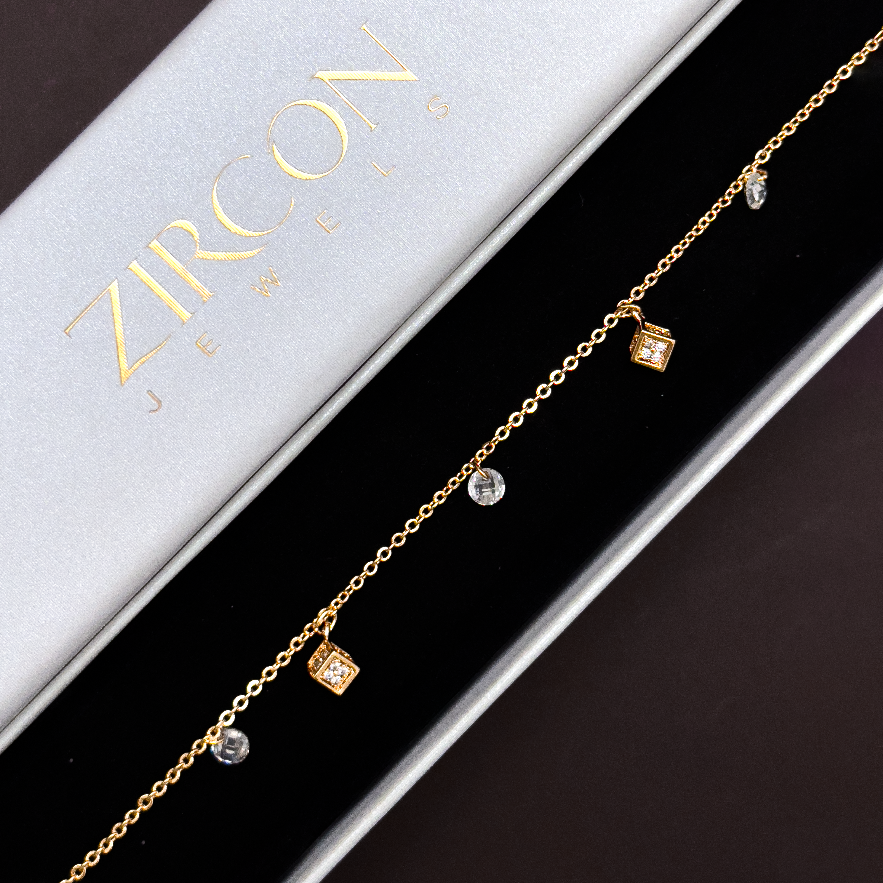 Dainty Cube & Crystal Drop Charm