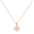 Gold-plated necklace with a square pendant on a white background