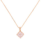 Gold-plated necklace with a square pendant on a white background