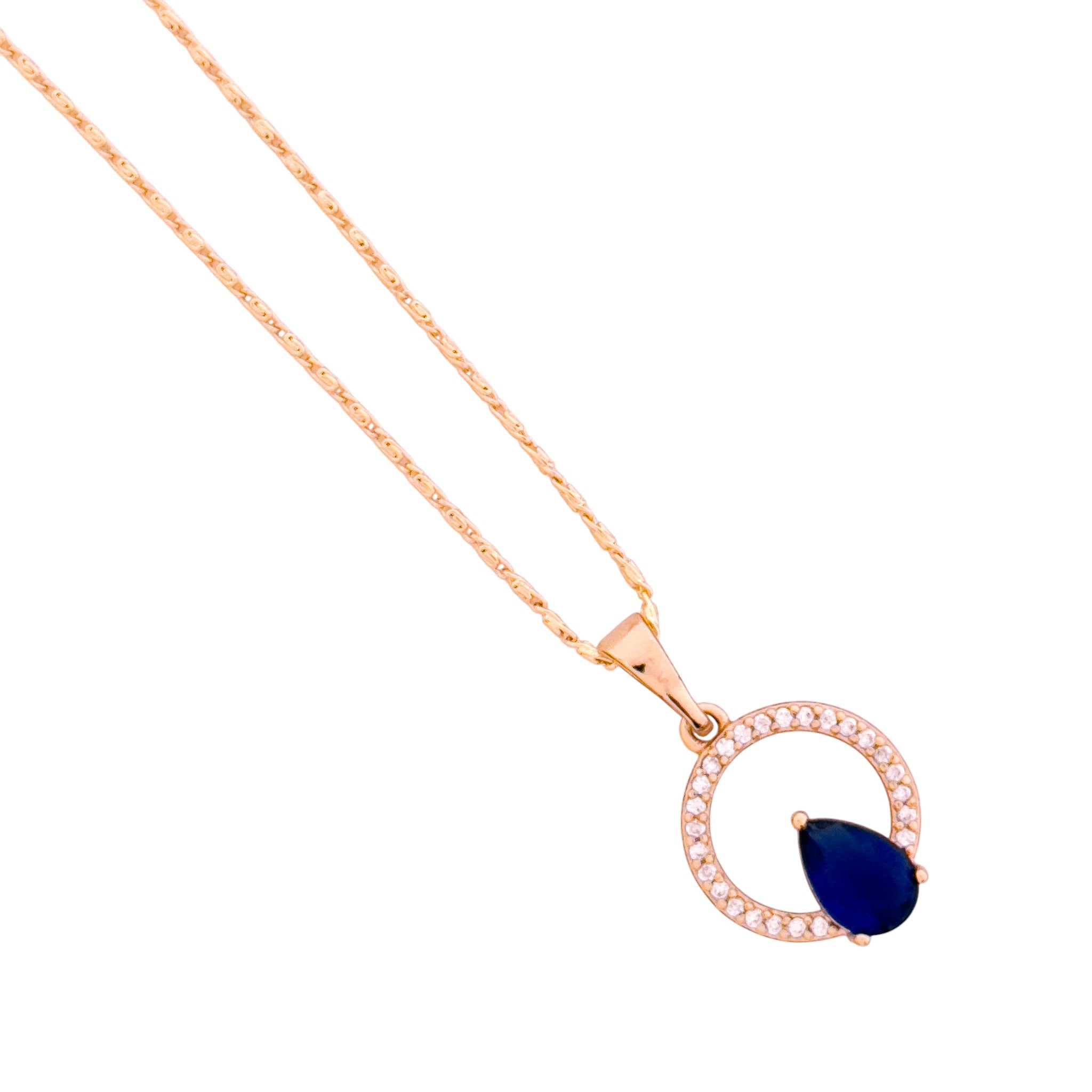Sapphire Drop Circle Halo