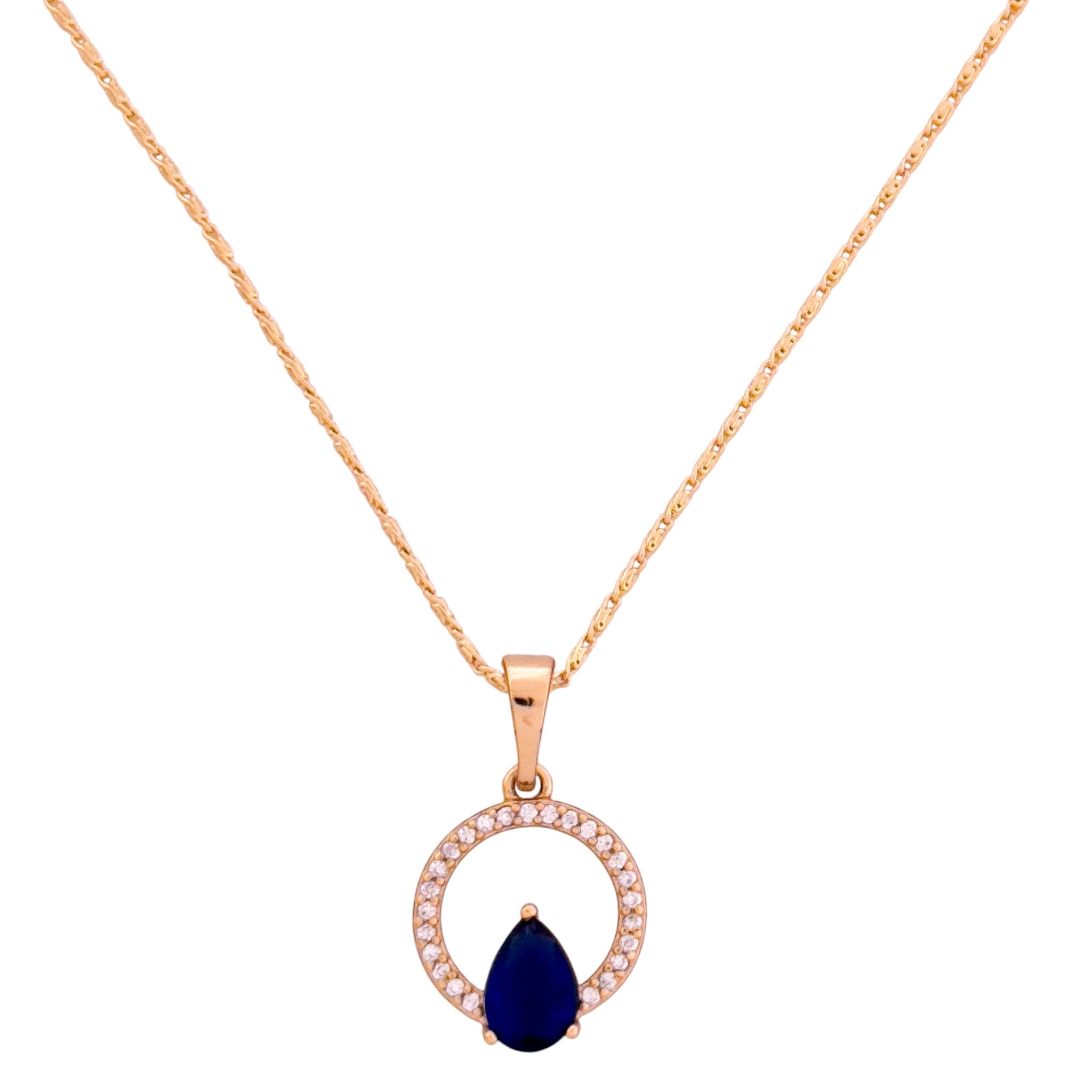 Sapphire Drop Circle Halo