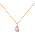 Gold-plated necklace with a cushion-cut solitaire pendant in a bezel setting on a white background