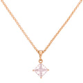 Gold-plated necklace with a square solitaire pendant on a white background