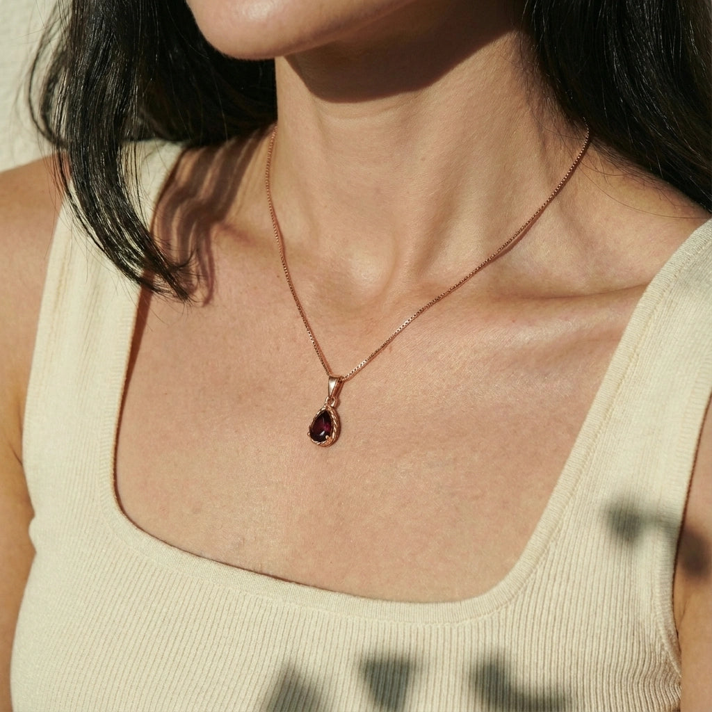 Ruby Rope Halo Teardrop