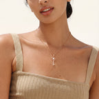 Key pendant necklace worn on the neck