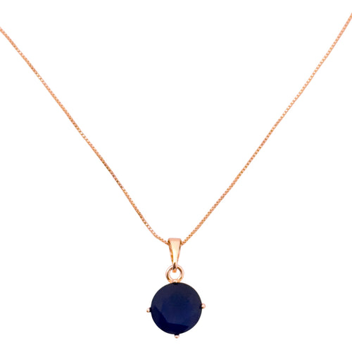 Necklace with a dark blue pendant on a white background