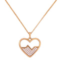 Open pavé heart pendant necklace in 18K yellow gold plating on a fine belcher chain – flat product shot